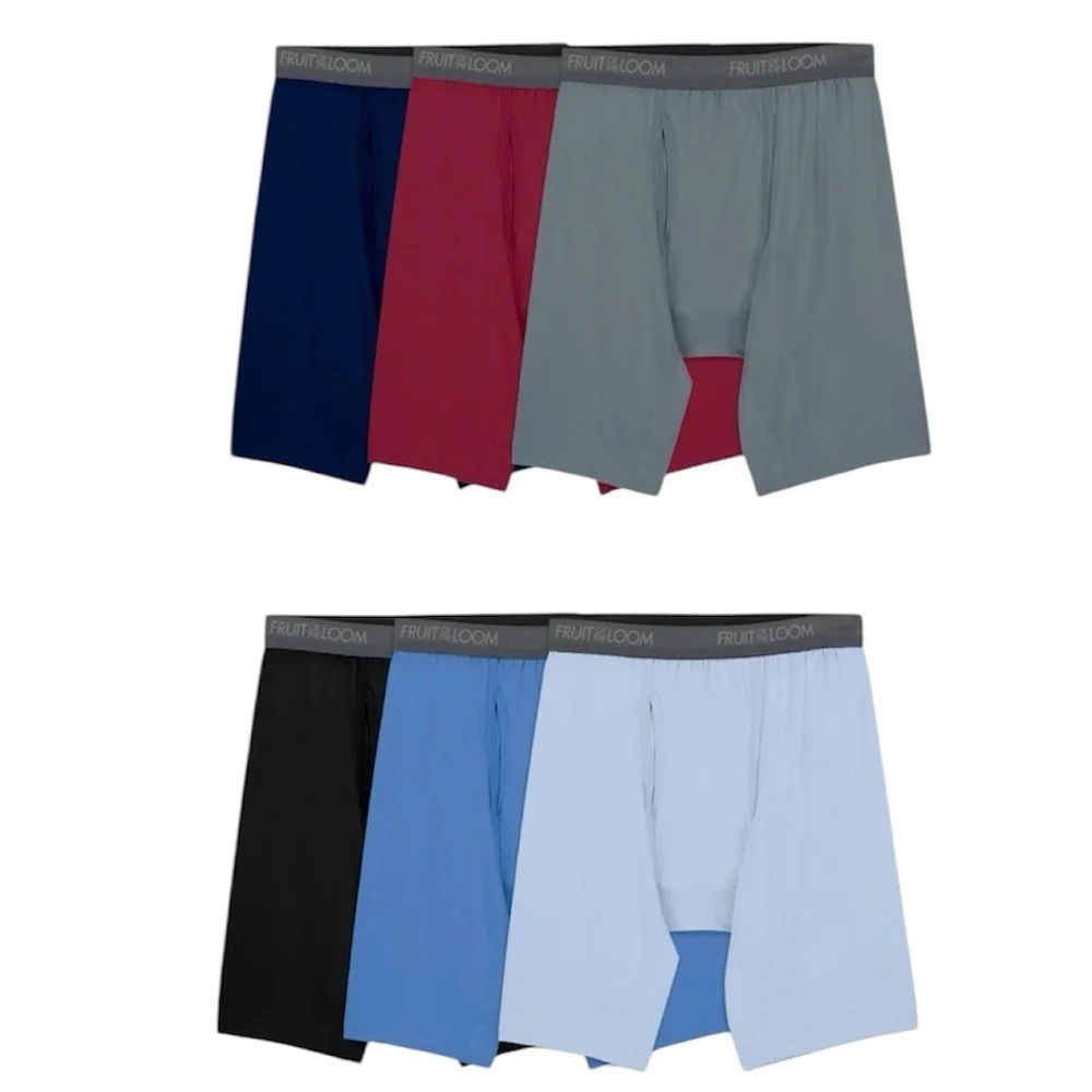 Fruit of the Loom Men's Micro-Stretch Long Leg Boxer Briefs 6-Pack Underwear S